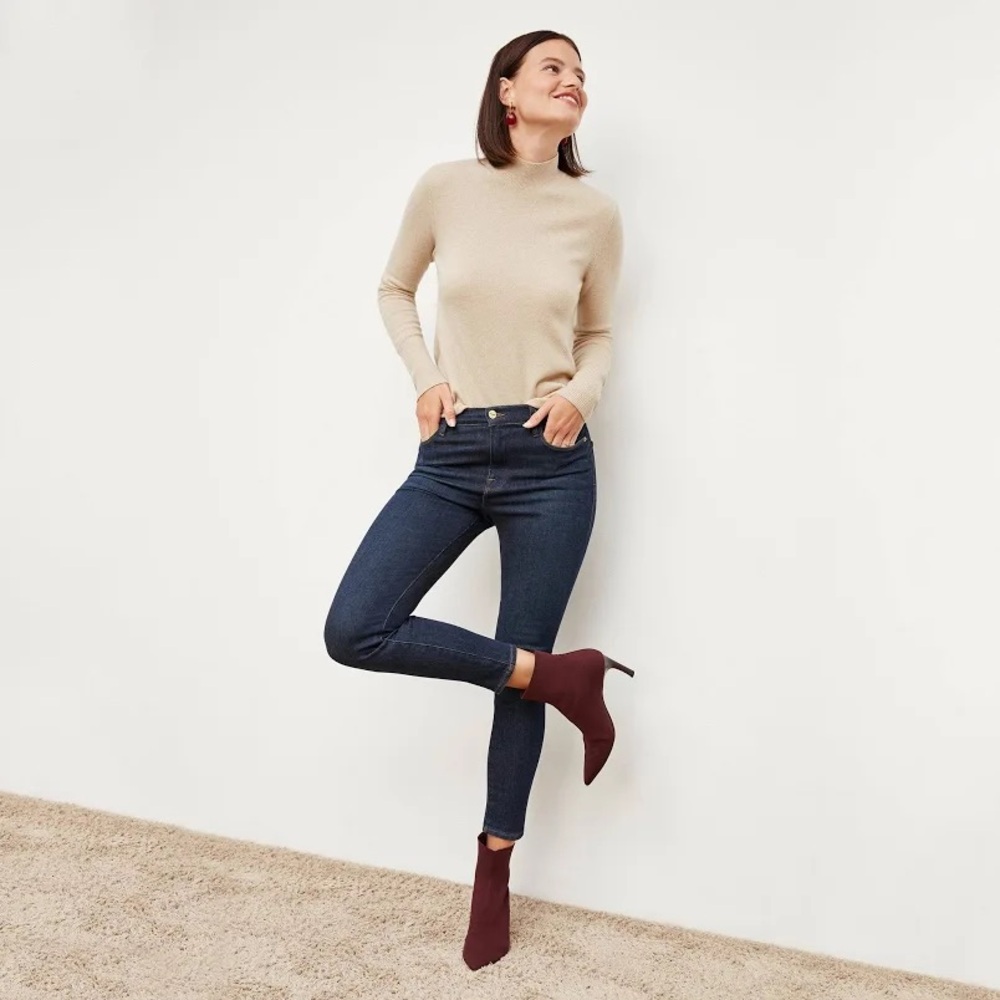 Frame Denim Le Skinny de Jeanne Cropped Dark Blue Jeans